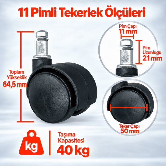 11 Pimli Ekonomik Sandalye-Koltuk Tekerleği - 2