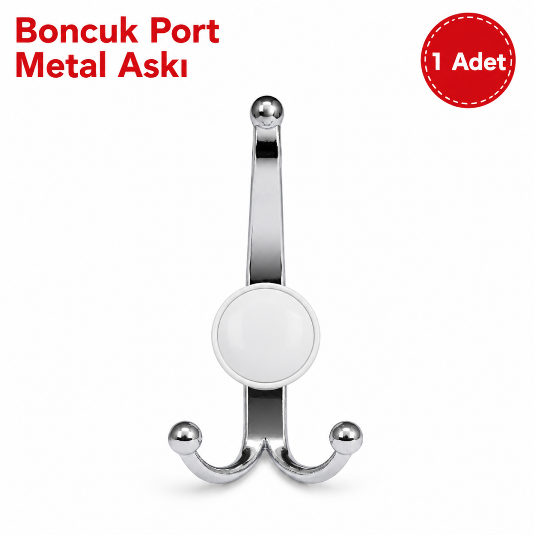 Boncuk Port Metal Askı Krom 1'li - 1