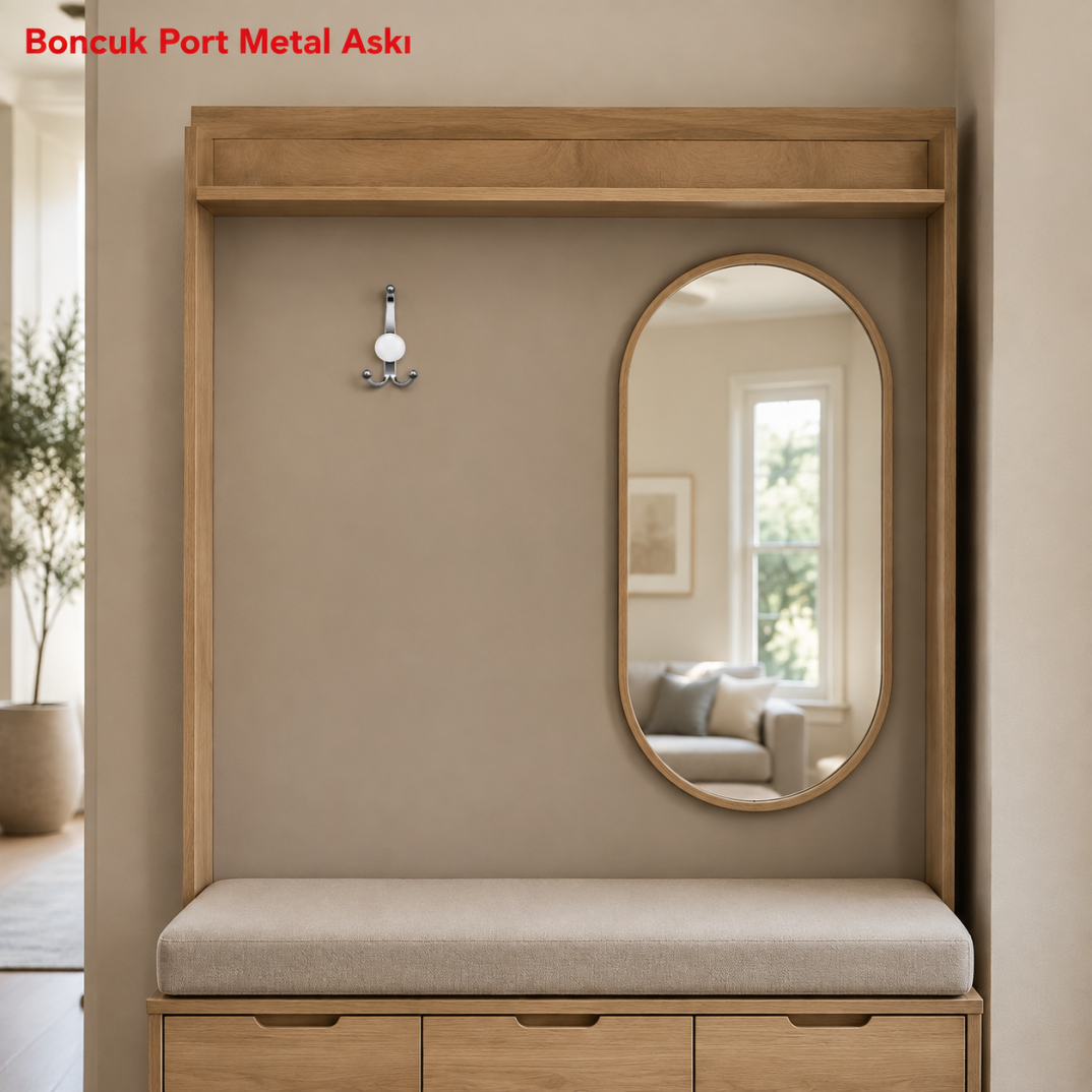 Boncuk Port Metal Askı Krom 2'li - 2