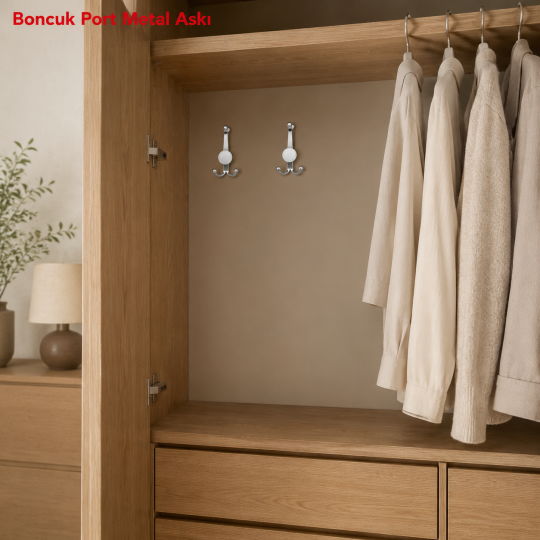 Boncuk Port Metal Askı Krom 4'lü - 3