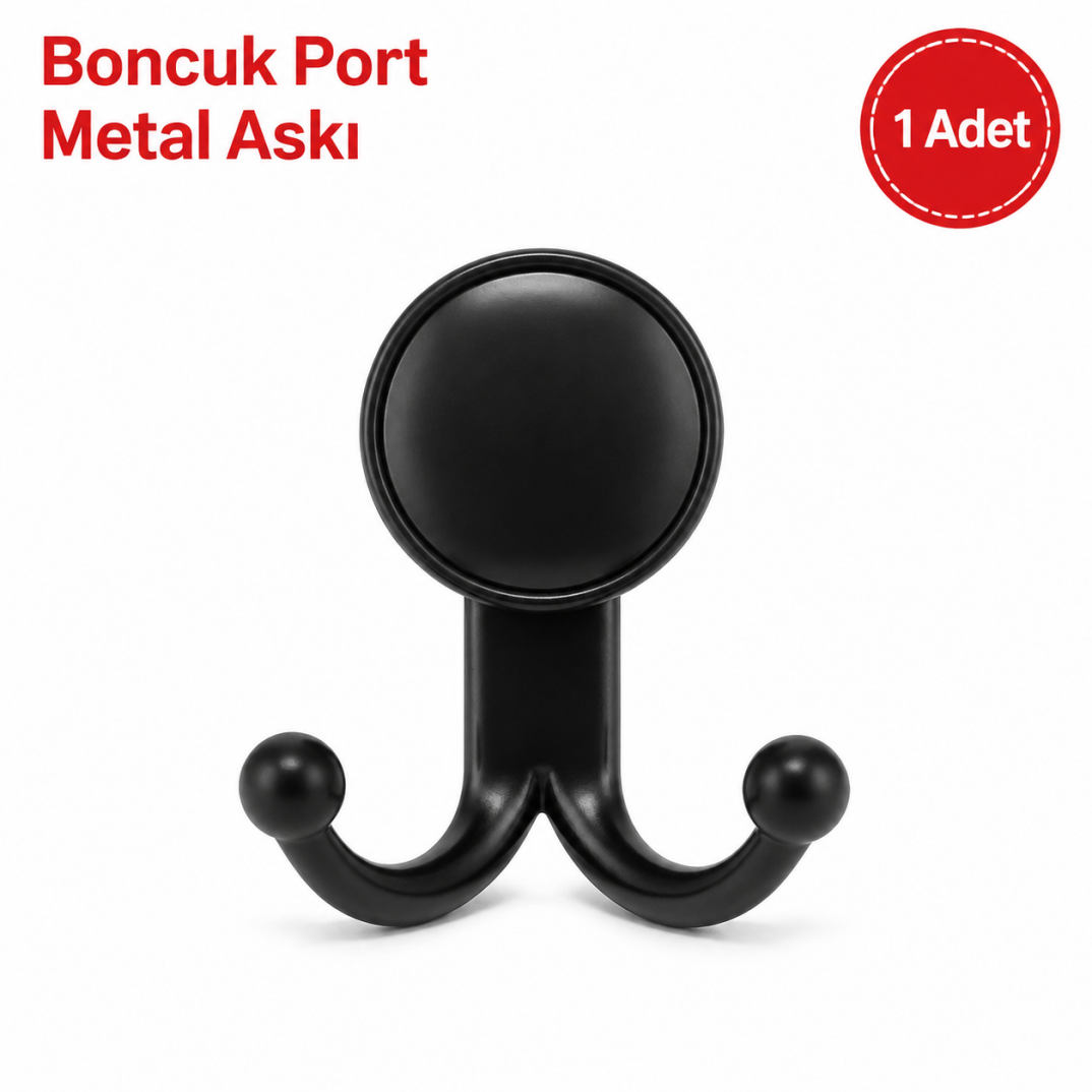 Boncuk Port Metal Askı Siyah 1'li - 1