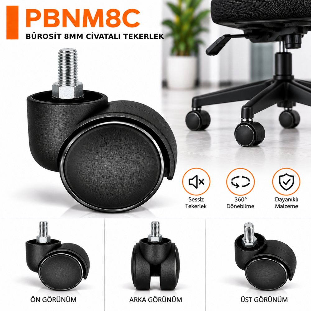 Bürosit 8MM Civatalı Sandalye-Koltuk Tekerleği - 1
