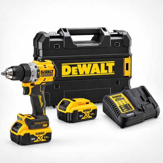 DeWalt Akülü Darbeli Matkap 18V 5.0Ah Li-Ion, Kömürsüz, Çift Akülü DCD805P2T