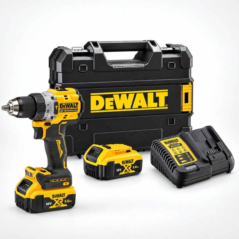 DeWalt Akülü Darbeli Matkap 18V 5.0Ah Li-Ion, Kömürsüz, Çift Akülü DCD805P2T - 1