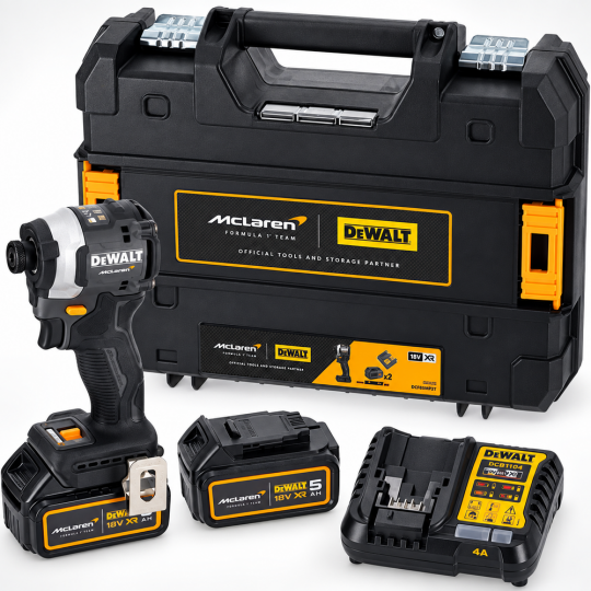 DeWalt Akülü Darbeli Vidalama 18V XR, McLaren Özel Seri, Kömürsüz, 2×5.0Ah DCF85MP2T