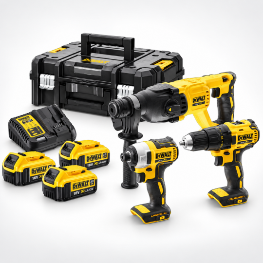 DeWalt Akülü Kombinasyon Seti 18V XR 4.0Ah Li-Ion, Kömürsüz, 3 Parça DCK369M3T