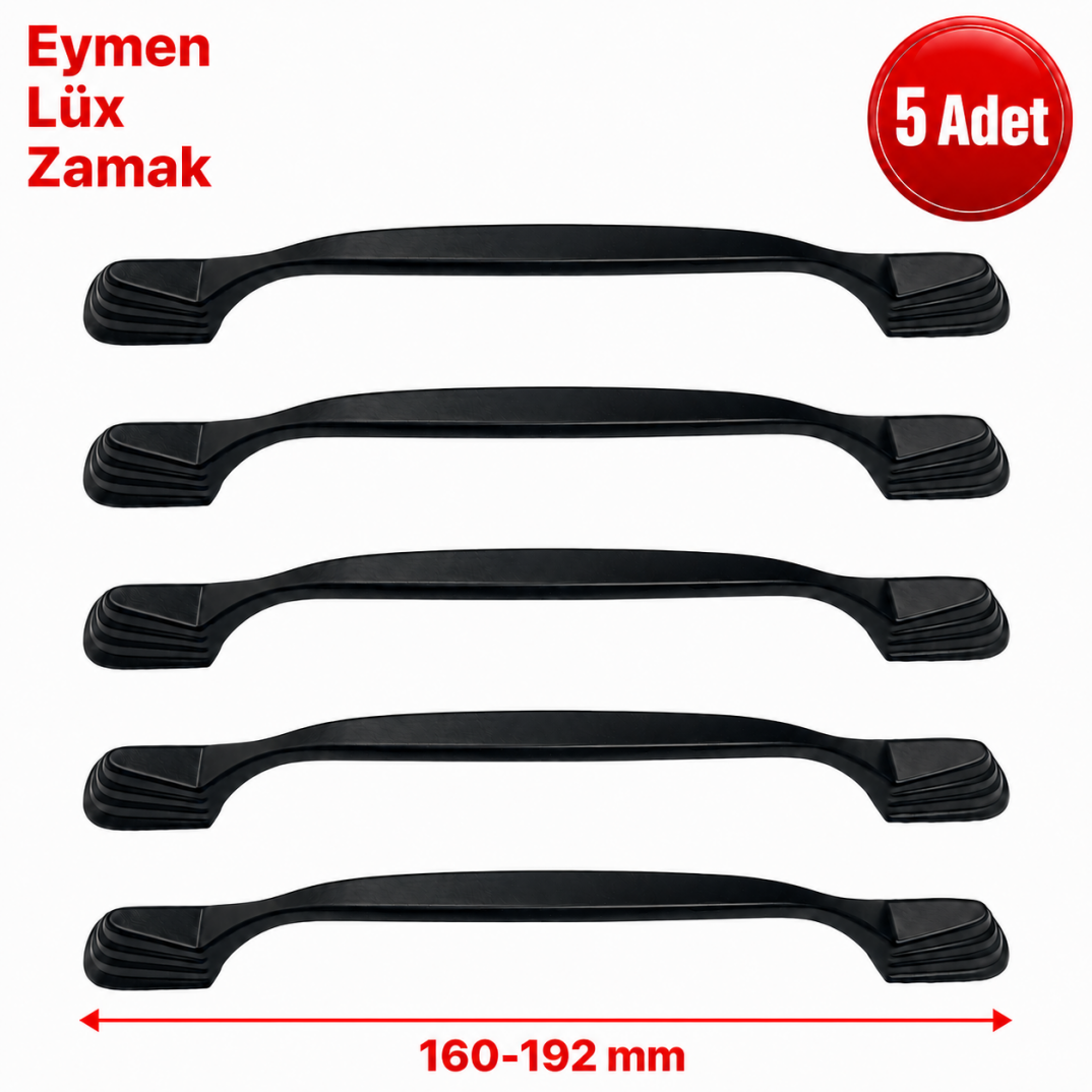 Eymen Lüx Zaman Mobilya Kulpu Siyah 160-192 mm 5'li - 1