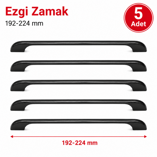 Ezgi Zamak Mobilya Kulpu Siyah 192-224 mm 5'li
