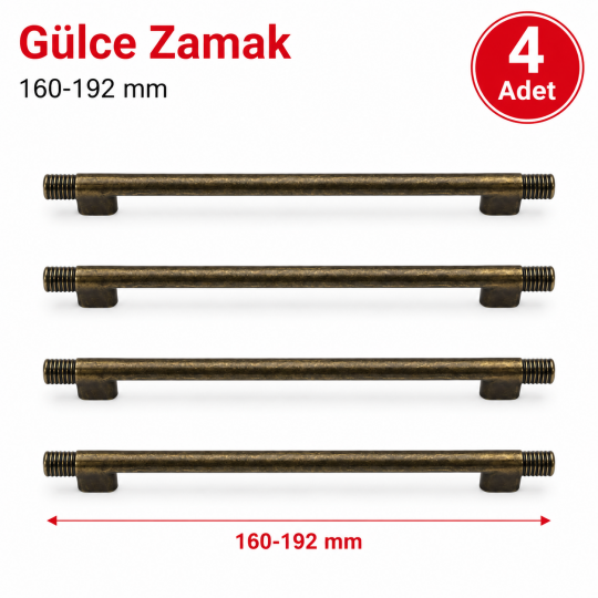 Gülce Zamak Mobilya Kulpu Antik Sarı 160-192 mm 4'lü