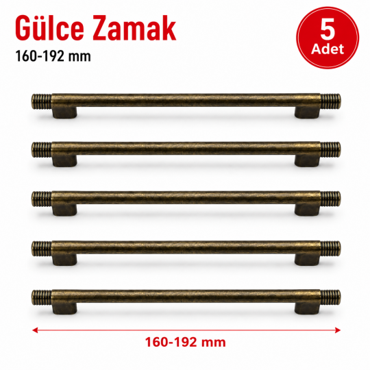 Gülce Zamak Mobilya Kulpu Antik Sarı 160-192 mm 5'li