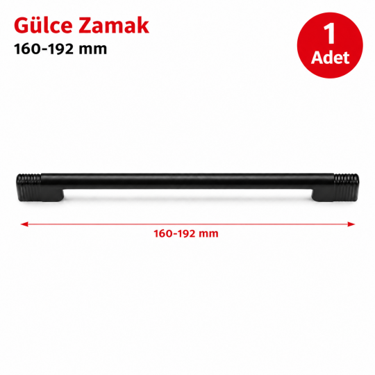 Gülce Zamak Mobilya Kulpu Siyah 160-192 mm 1'li 