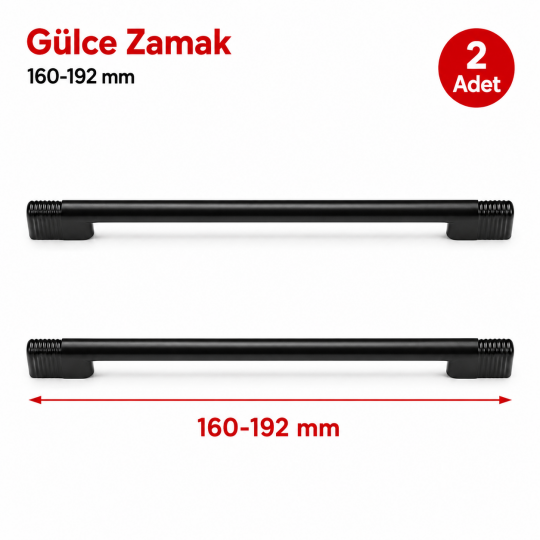 Gülce Zamak Mobilya Kulpu Siyah 160-192 mm 2'li