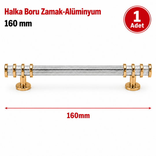 Halka Boru Alüminyum Zamak Mobilya Kulpu Altın-Beyaz 160 mm 1'li