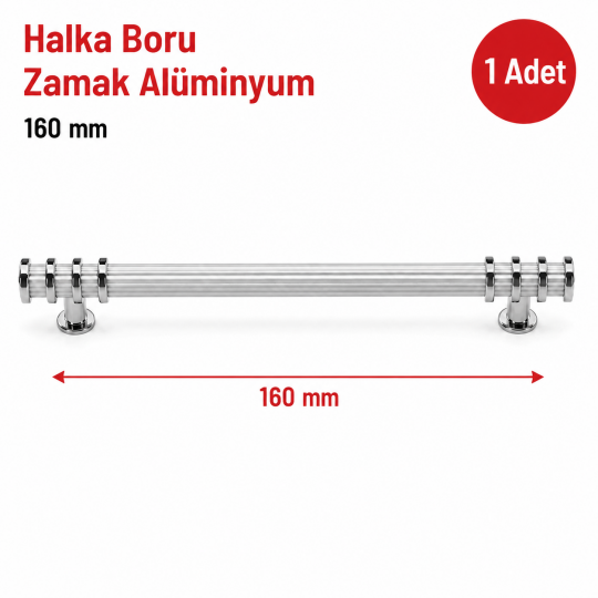 Halka Boru Alüminyum Zamak Mobilya Kulpu Kroma-Beyaz 160 mm 1'li 