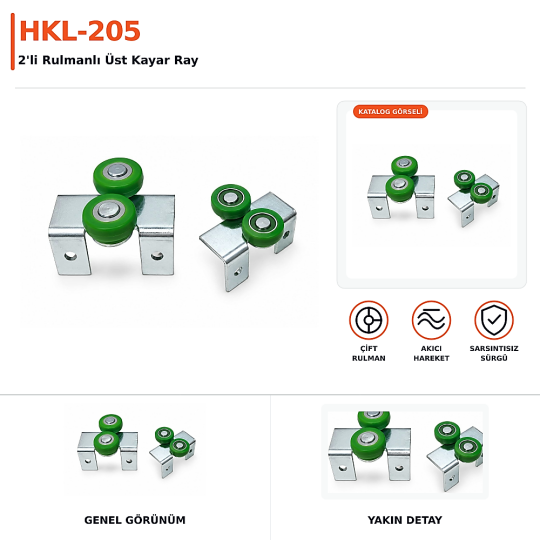 HKL-205 2'li Rulmanlı Üst Kayar Ray