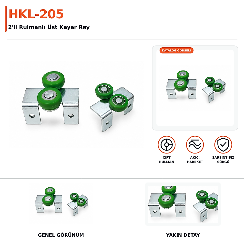 HKL-205 2'li Rulmanlı Üst Kayar Ray - 1