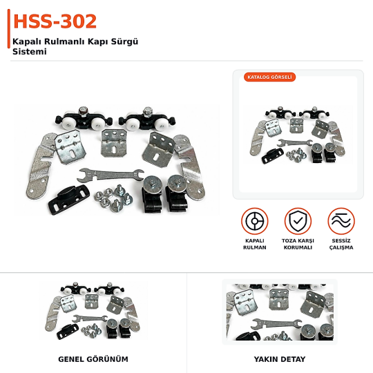 HSS-302 Kapalı Rulmanlı Kapı Sürgü Sistemi