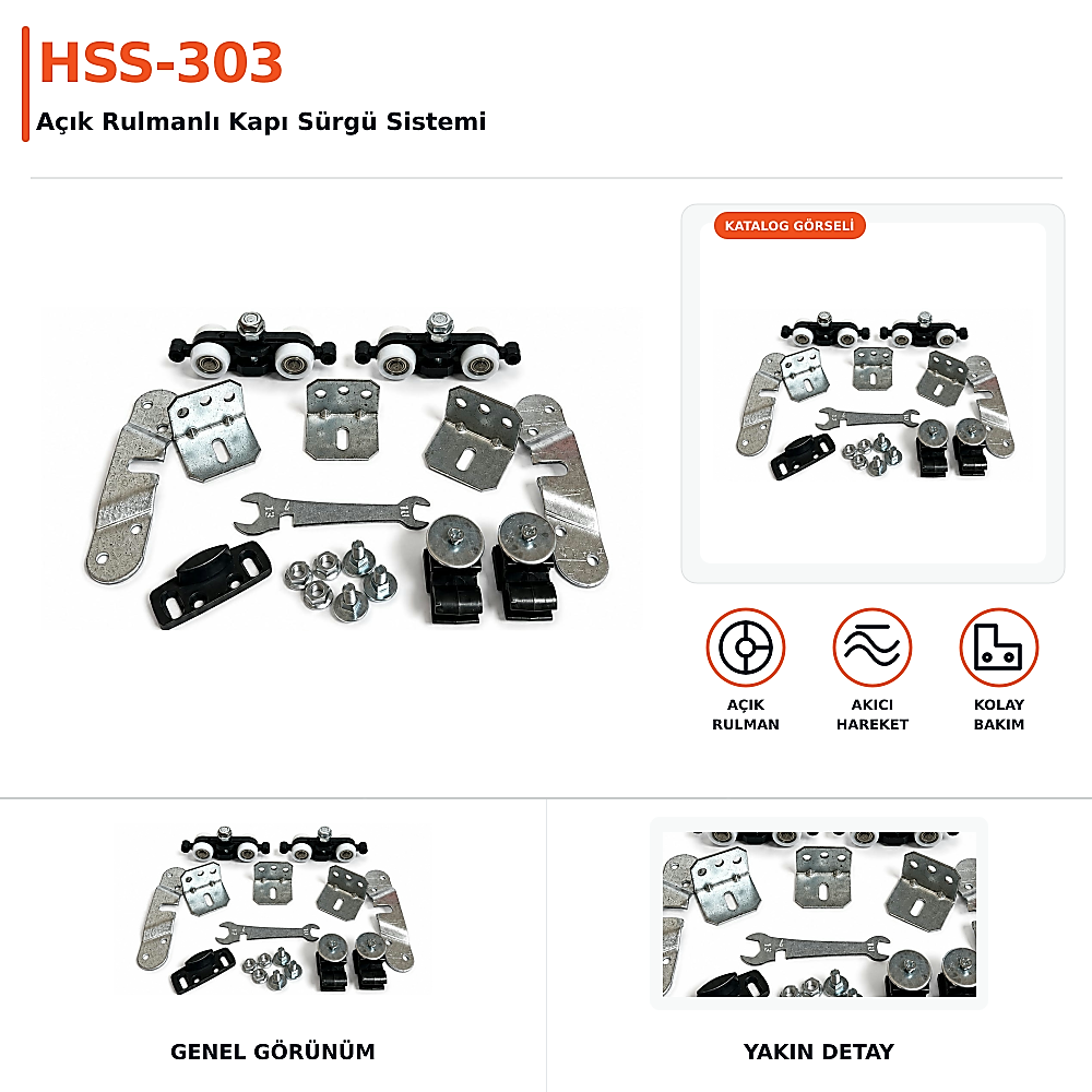 HSS-303 Açık Rulmanlı Kapı Sürgü Sistemi - 1