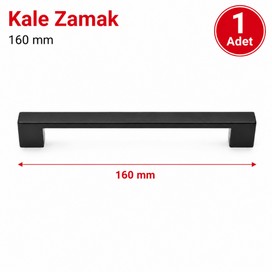Kale Zamak Mobilya Kulpu Siyah 160 mm 1'li