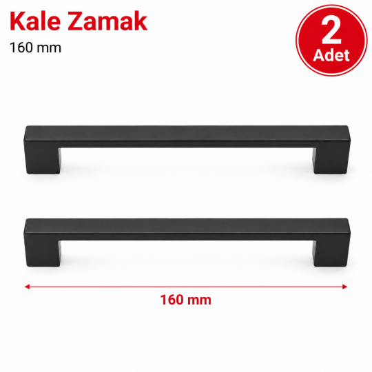 Kale Zamak Mobilya Kulpu Siyah 160 mm 2'li