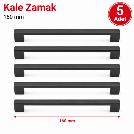Kale Zamak Mobilya Kulpu Siyah 160 mm 5'li