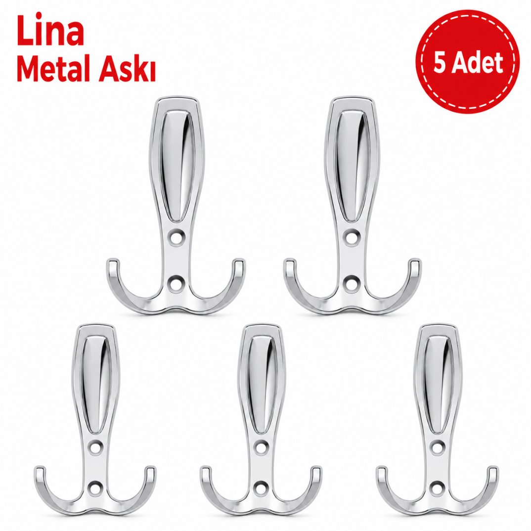 Lina Metal Askı Krom 5'li - 1