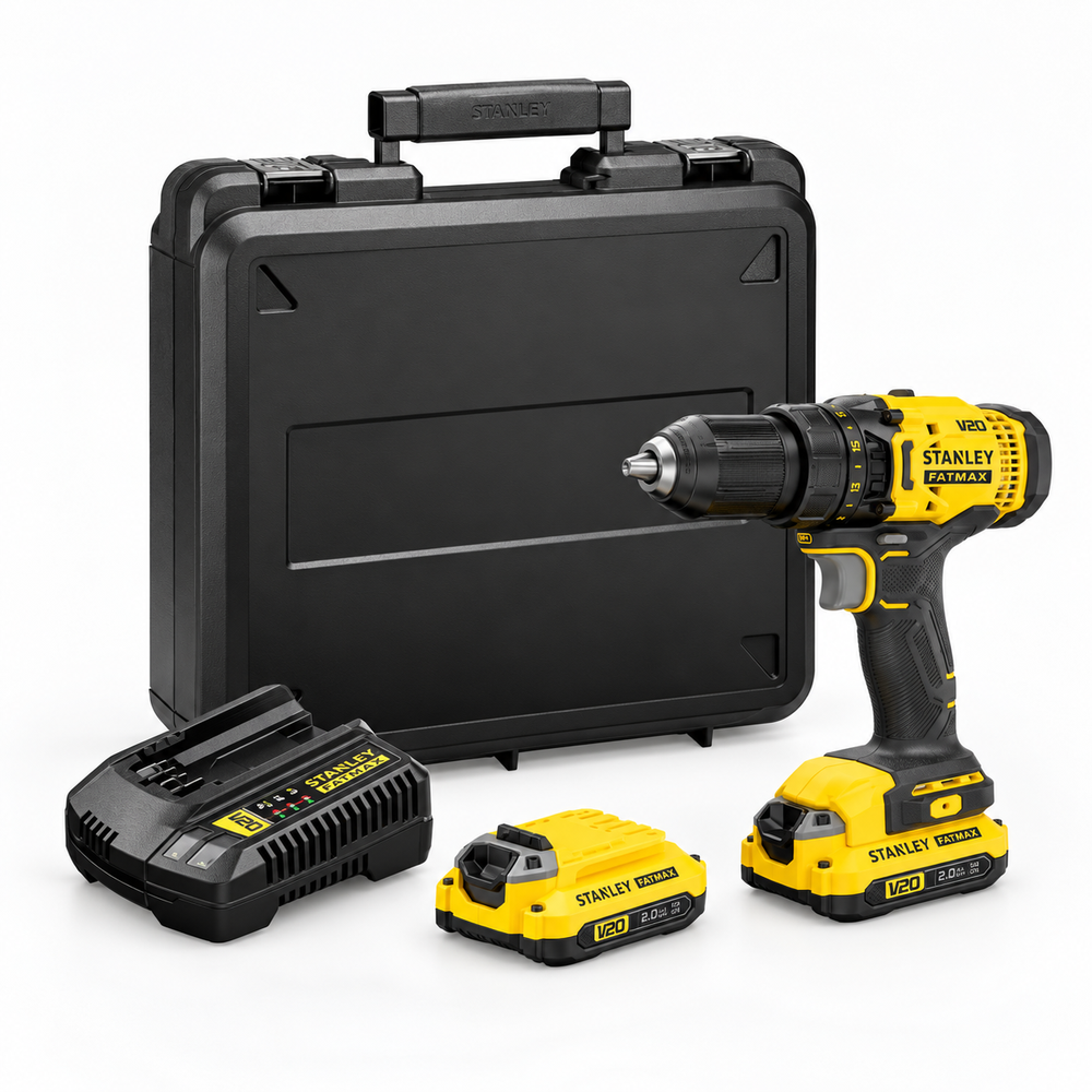 Stanley Fatmax Akülü Darbeli Matkap Seti 18V V20, Çift Akülü 2×2.0Ah SCD718D2K - 1