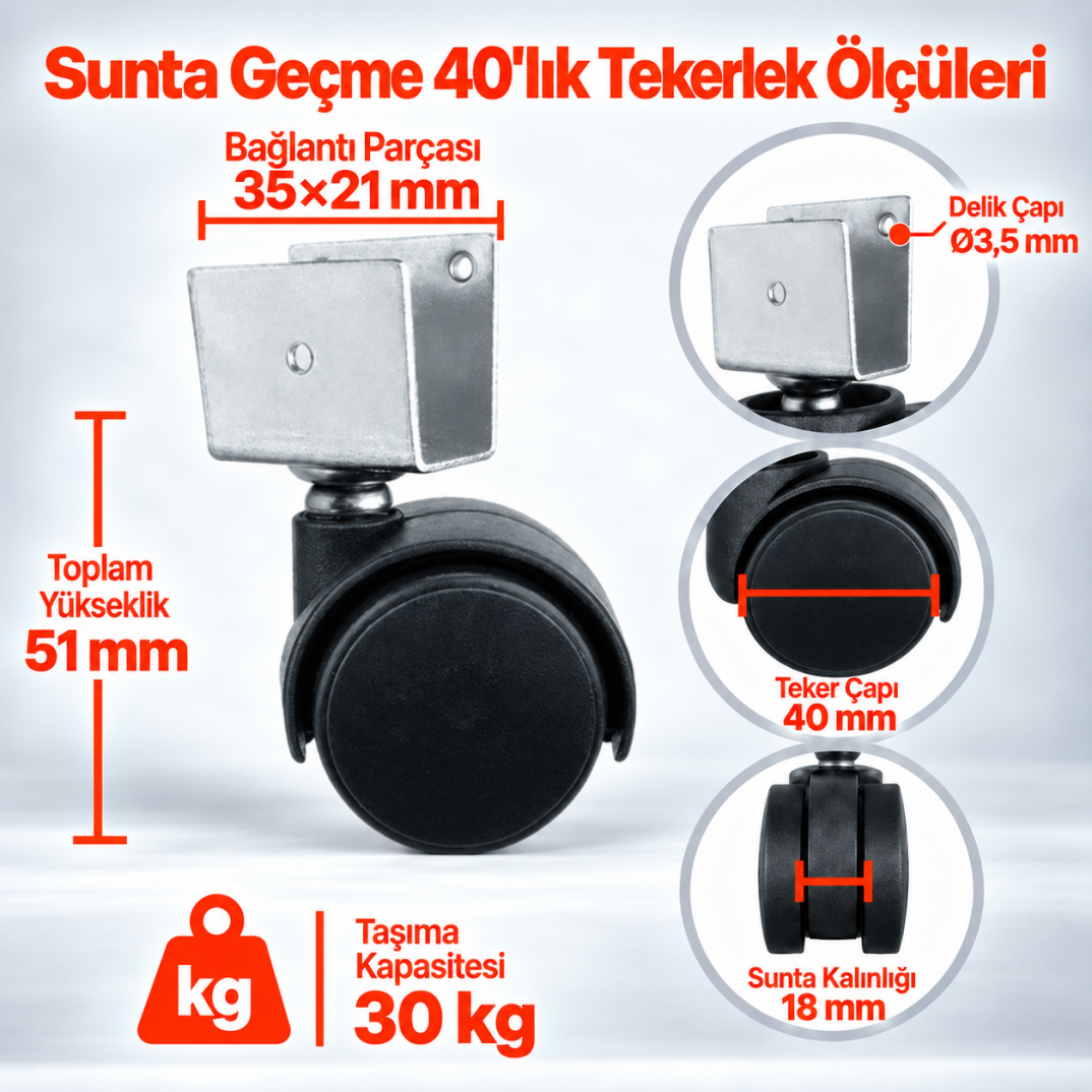 Sunta Geçme 40Lik Sandalye-Koltuk Tekerleği - 2