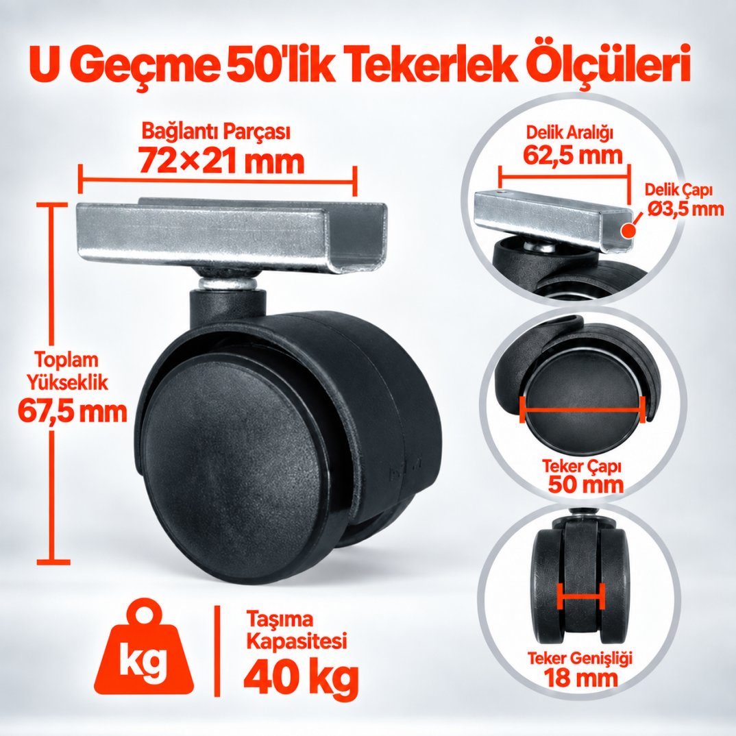U Geçme 50Lik Sandalye-Koltuk Tekerleği - 2