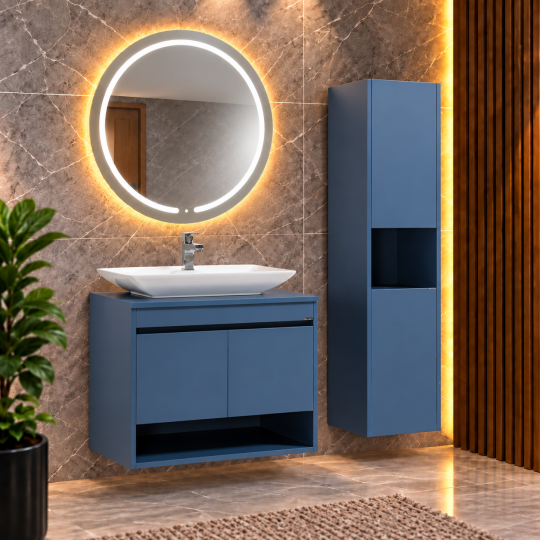 Yahya Blue Serisi 65 Cm Banyo Seti