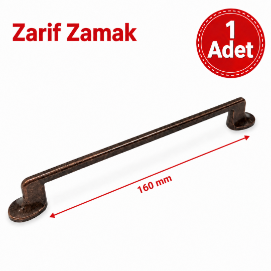 Zarif Zamak Mobilya Kulpu Antik Bakır 160 mm 1'li