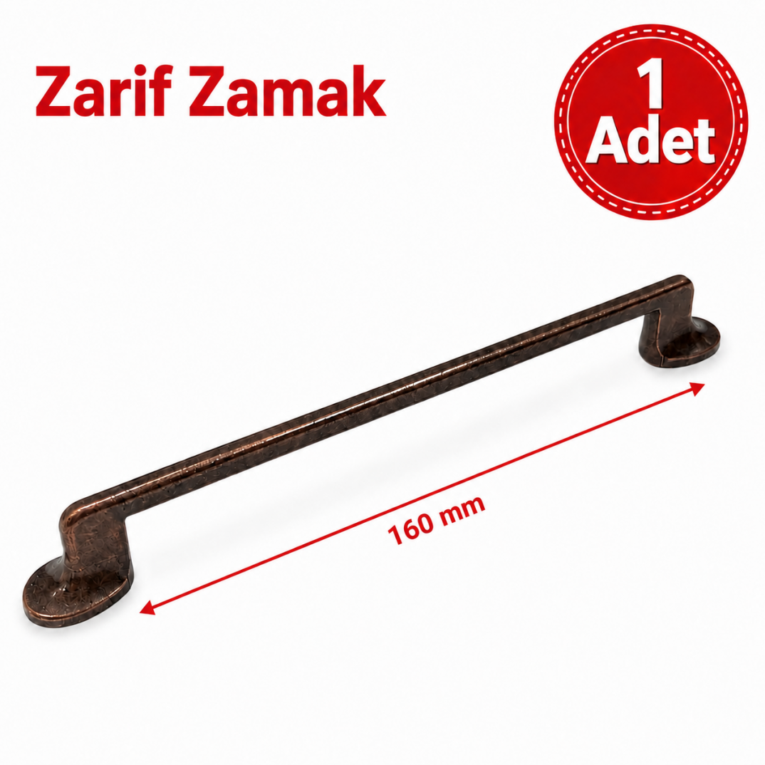 Zarif Zamak Mobilya Kulpu Antik Bakır 160 mm 1'li - 1